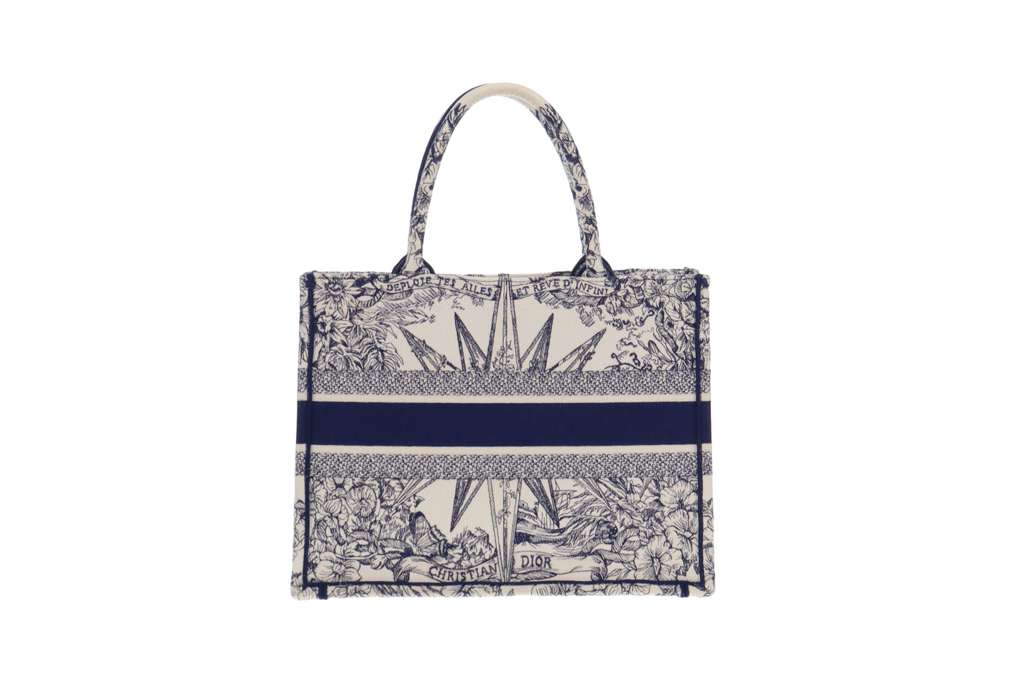 Dior White and Blue Rêve d'Infini Embroidery Medium Book Tote