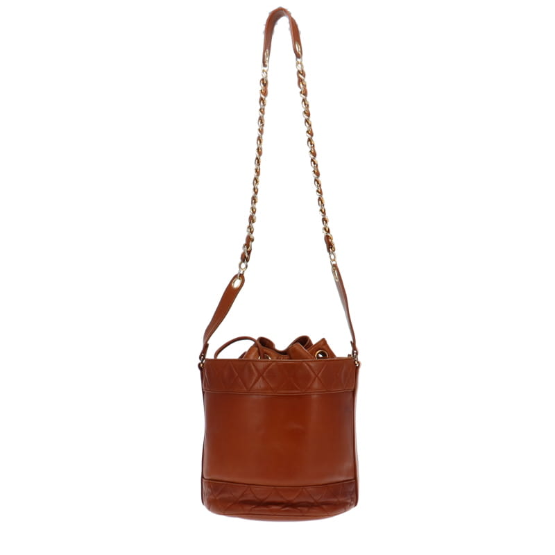 Chanel Vintage CC Cognac Lambskin Bucket Bag 1986/88