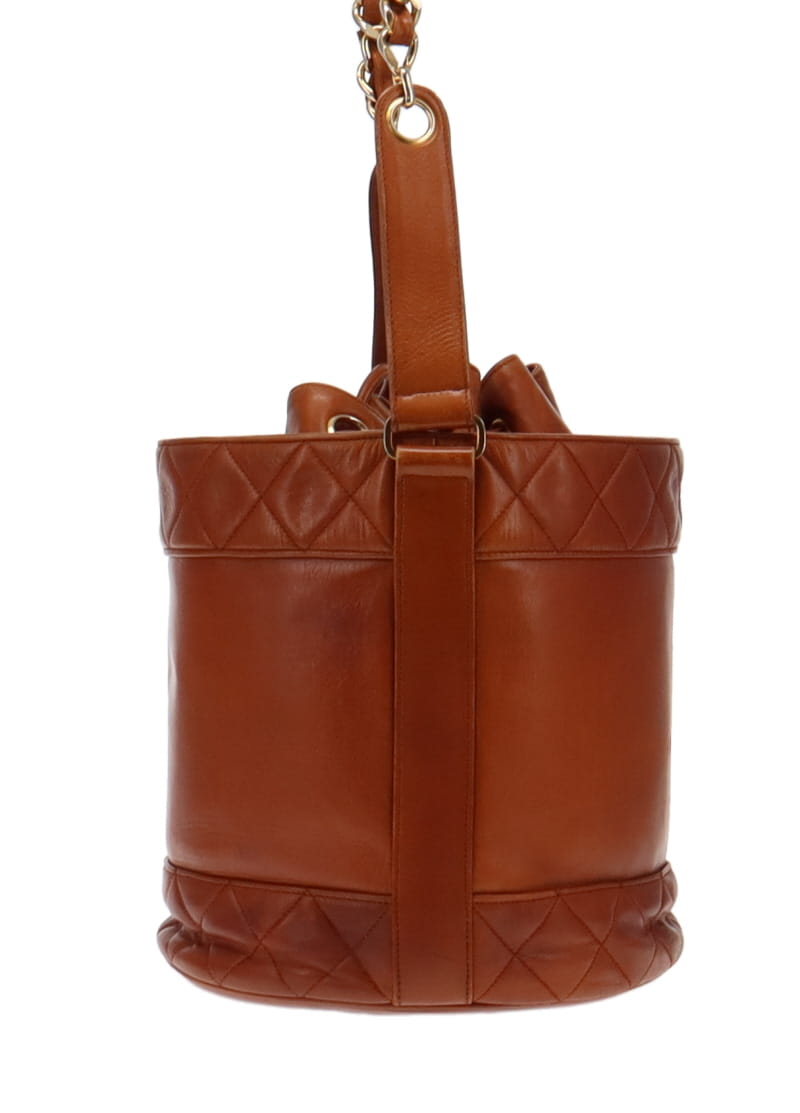 Chanel Vintage CC Cognac Lambskin Bucket Bag 1986/88
