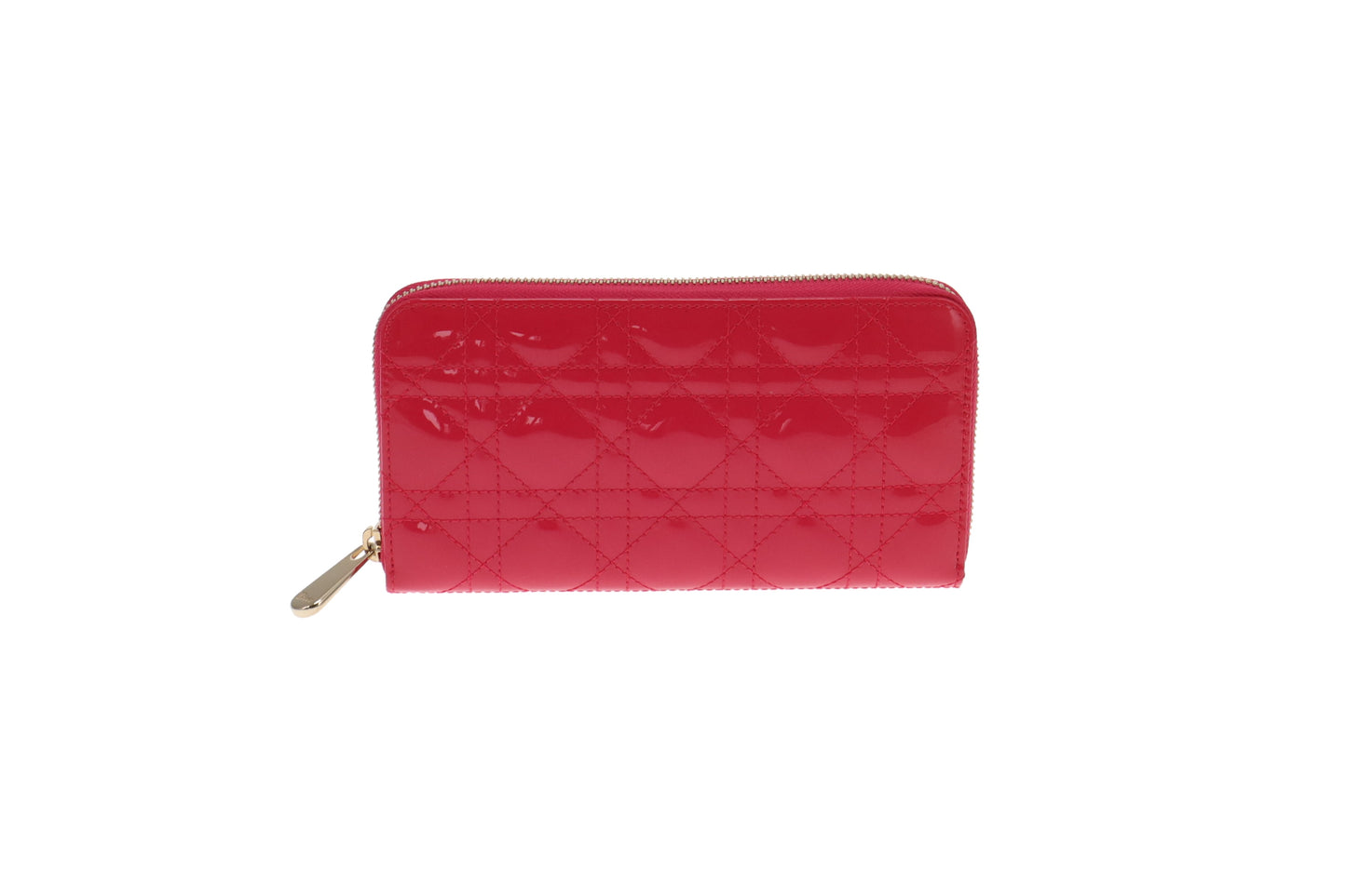 Dior Pink Patent Cannage lady Dior Zip Around Wallet (Missing Charms)