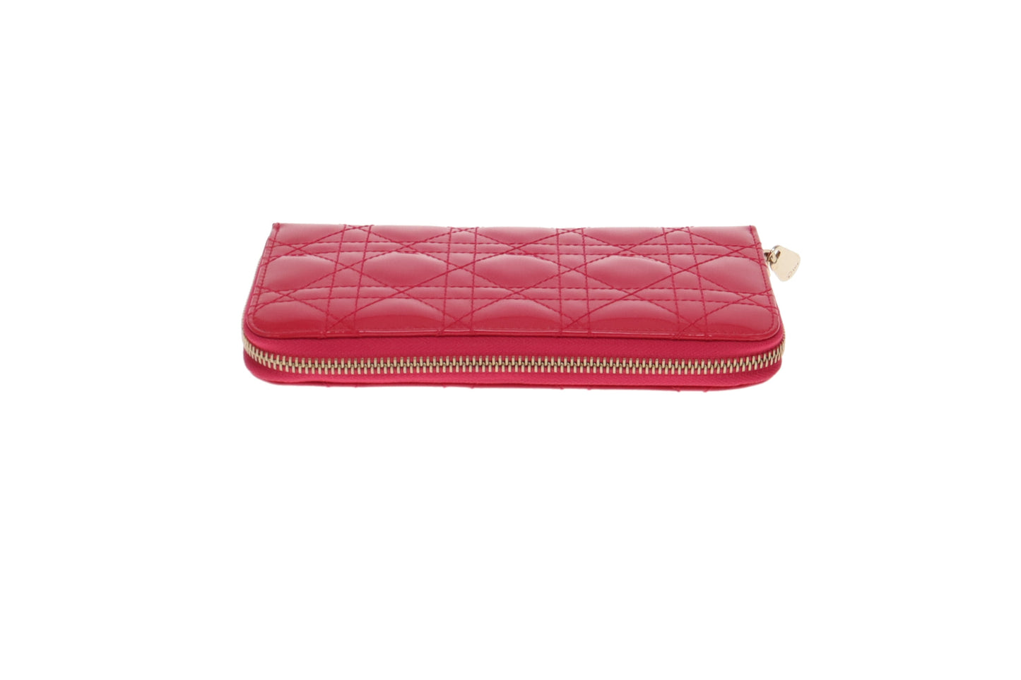 Dior Pink Patent Cannage lady Dior Zip Around Wallet (Missing Charms)