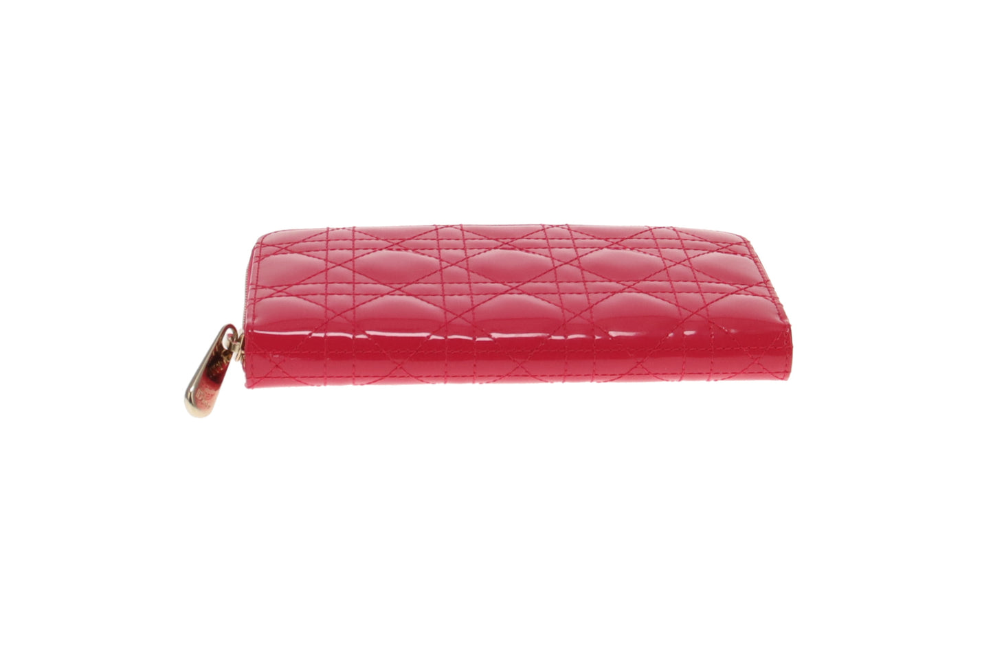 Dior Pink Patent Cannage lady Dior Zip Around Wallet (Missing Charms)