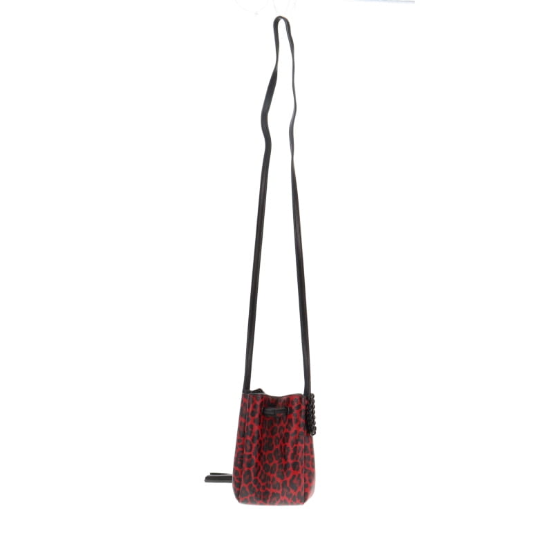 Saint Laurent Mini Red Leopard Drawstring Bucket Bag