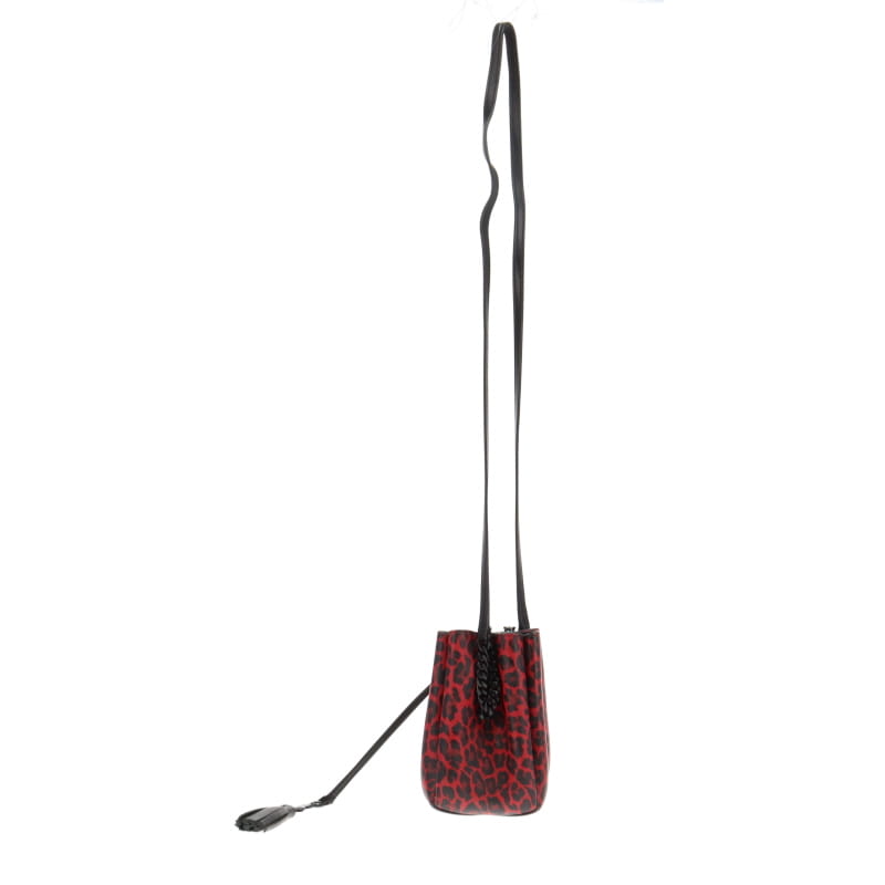 Saint Laurent Mini Red Leopard Drawstring Bucket Bag