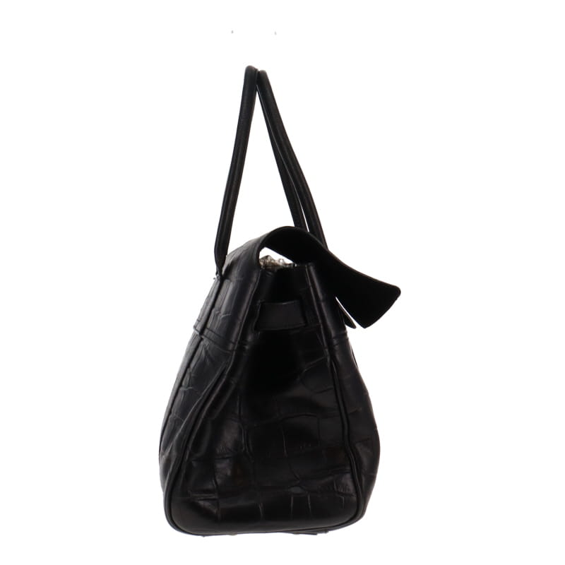 Mulberry Black Croc Embossed Heritage Bayswater