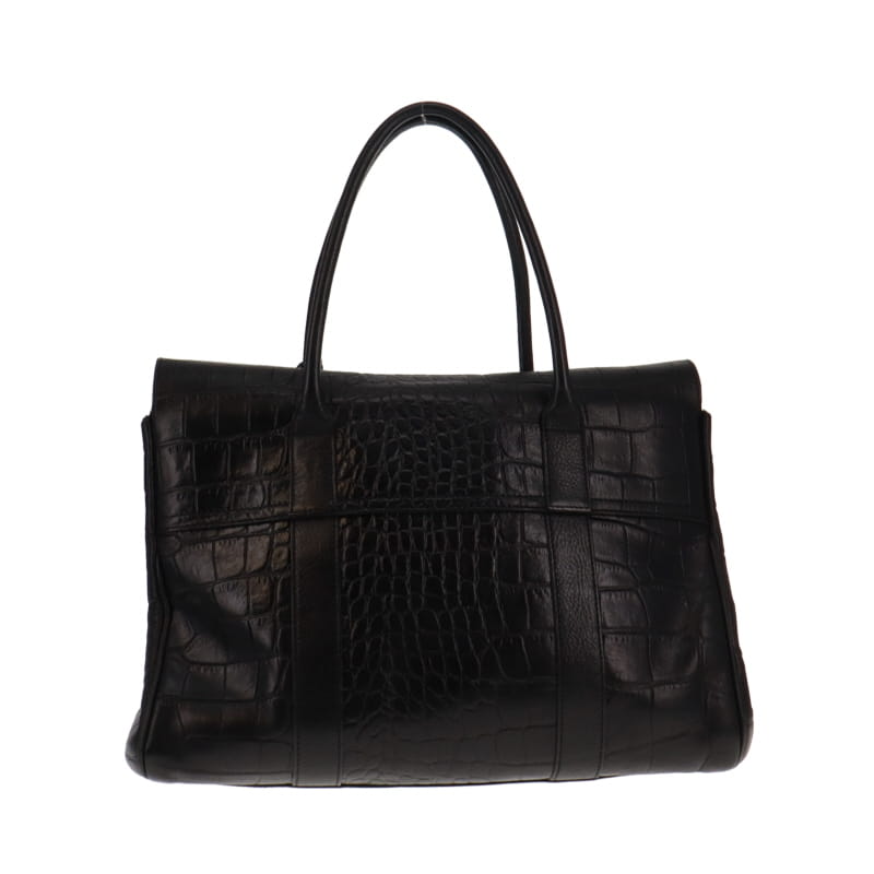 Mulberry Black Croc Embossed Heritage Bayswater