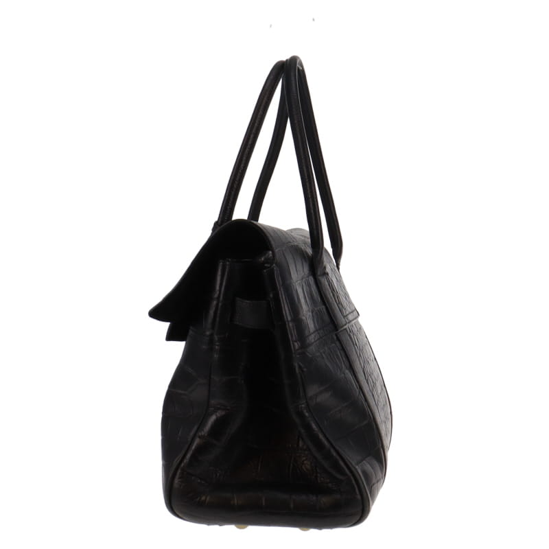 Mulberry Black Croc Embossed Heritage Bayswater