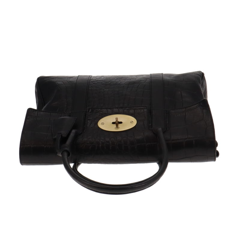 Mulberry Black Croc Embossed Heritage Bayswater