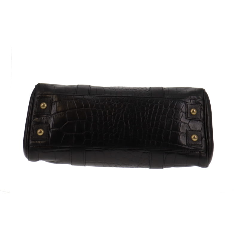 Mulberry Black Croc Embossed Heritage Bayswater