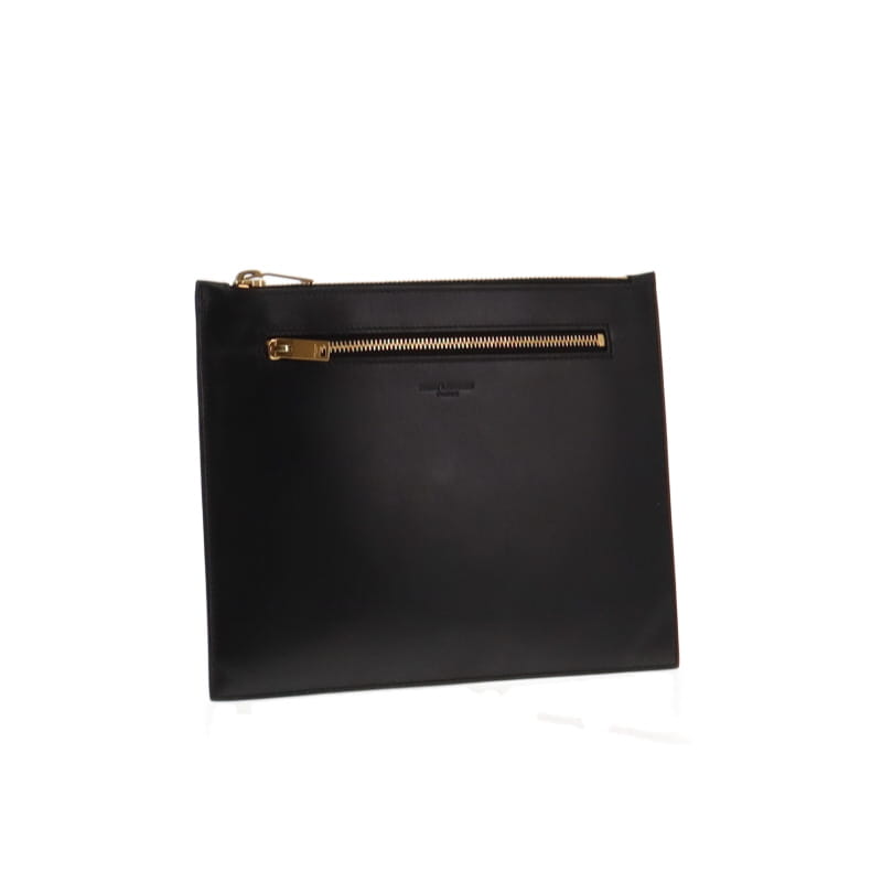 Saint Laurent Black Smooth Leather Paris Pouch With Zips