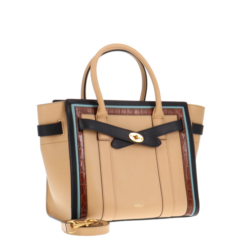 Mulberry Zipped Bayswater Croc Embossed And Smoot Calf Tri Tone