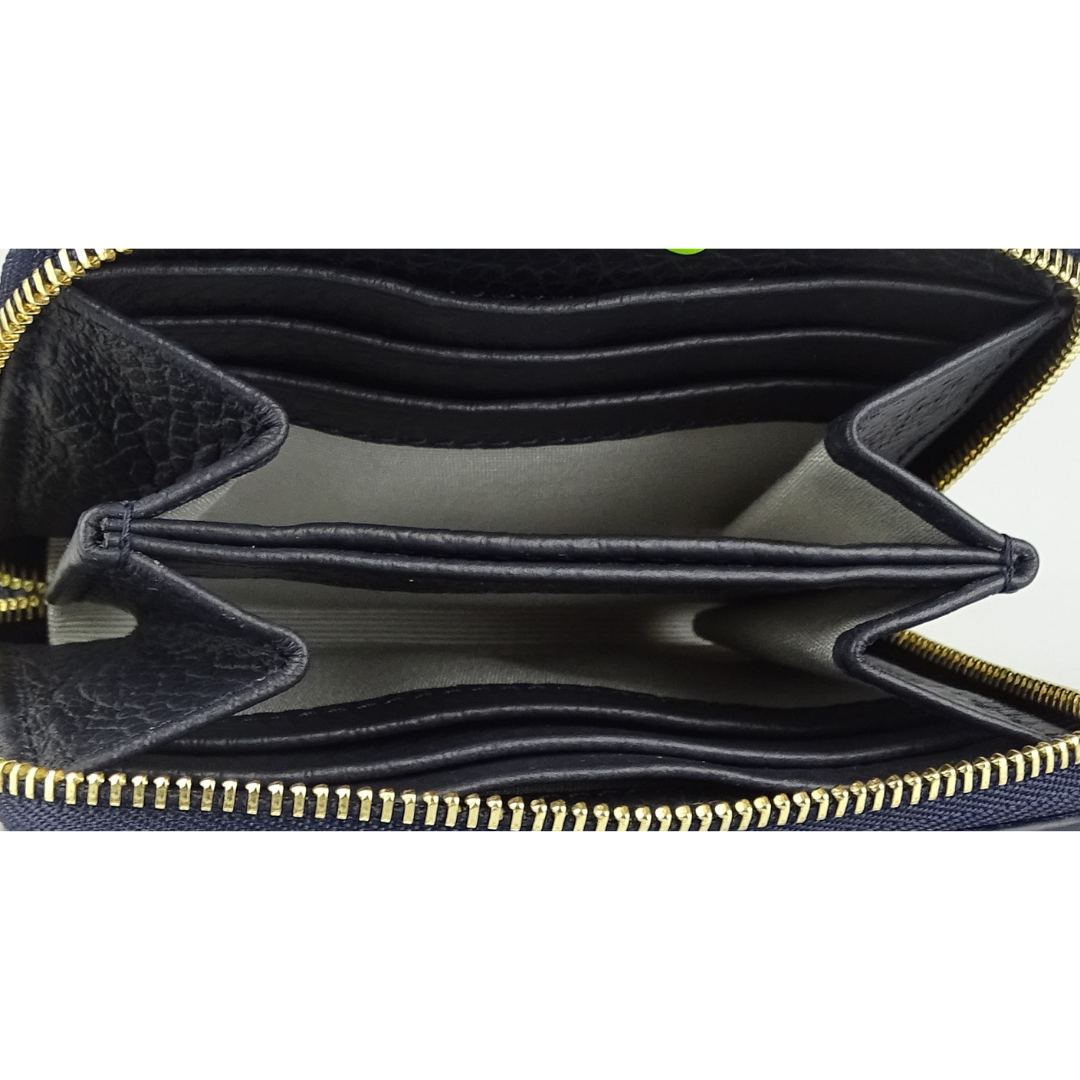 Aspinal Navy Leather Compact Zippy Coin & Card Case