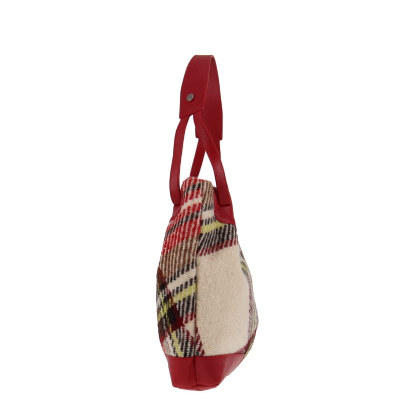 Burberry Red Tweed Check Bucket Bag