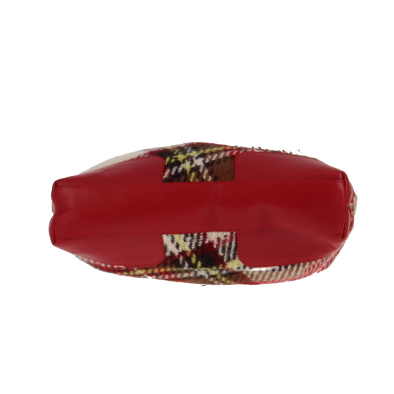 Burberry Red Tweed Check Bucket Bag