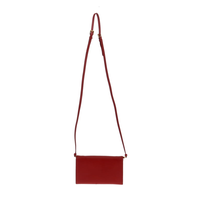 Prada Red Saffiano Wallet On Strap