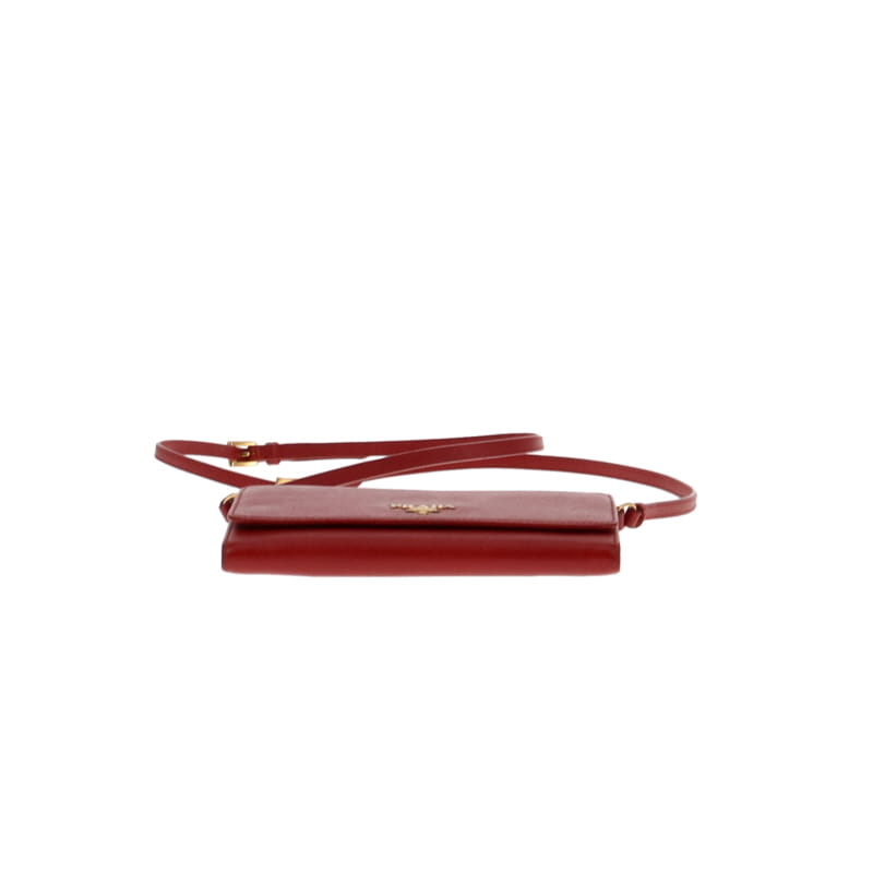 Prada Red Saffiano Wallet On Strap