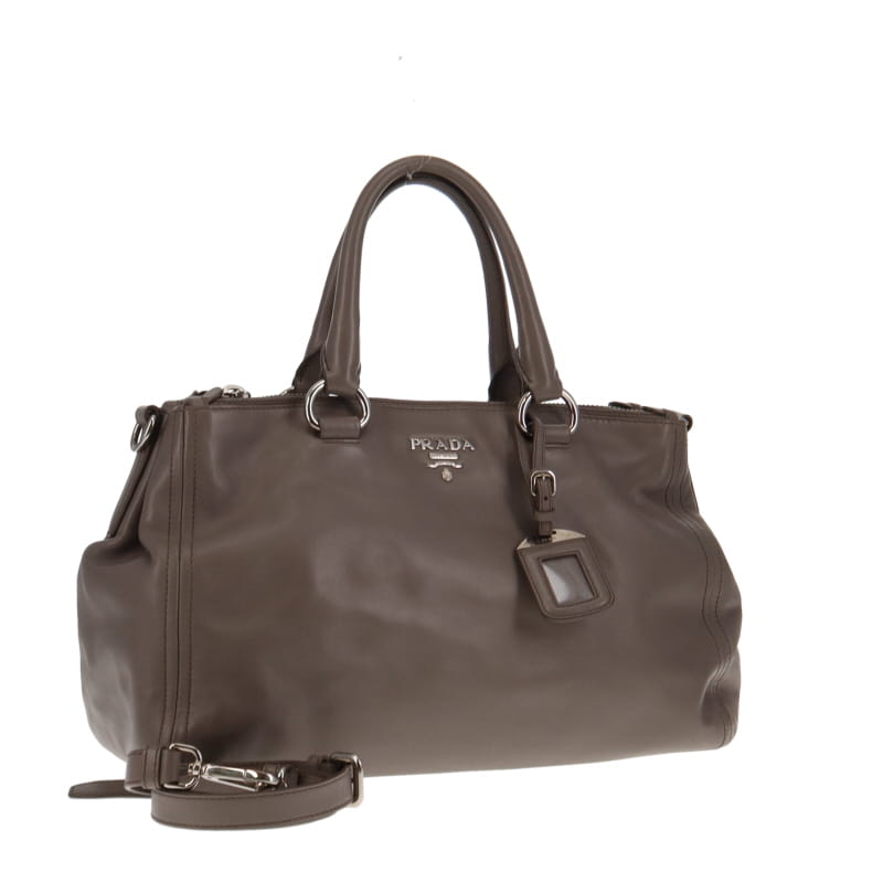 Prada Grey Soft Calf Double Zip Tote Nappa Soft