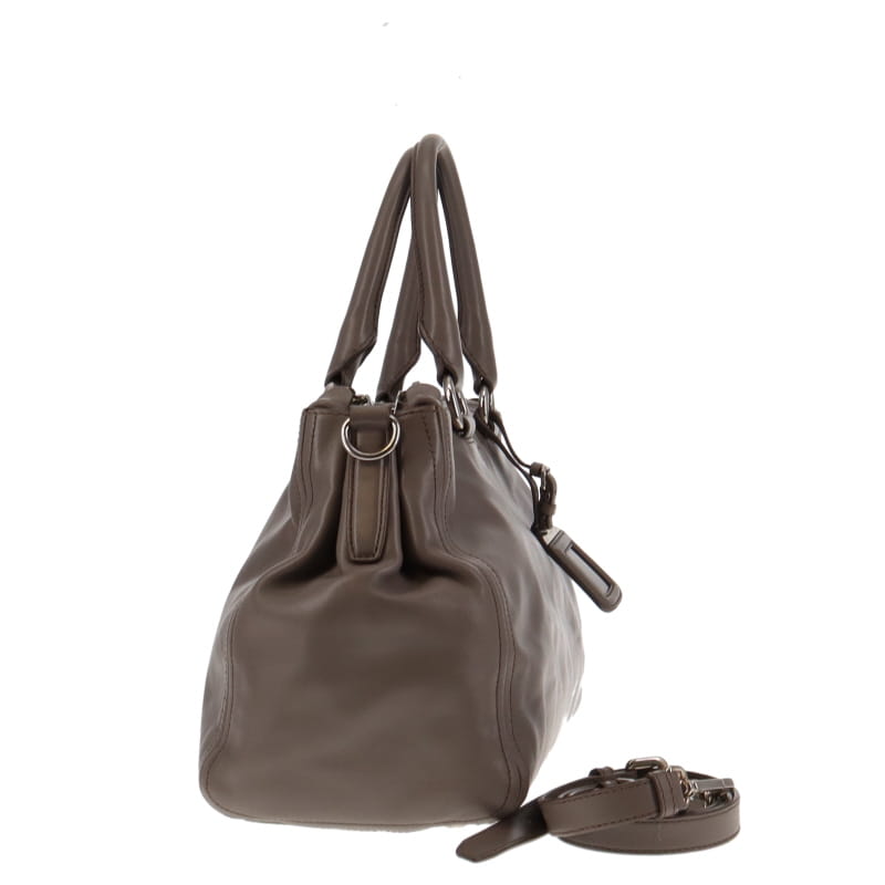 Prada Grey Soft Calf Double Zip Tote Nappa Soft