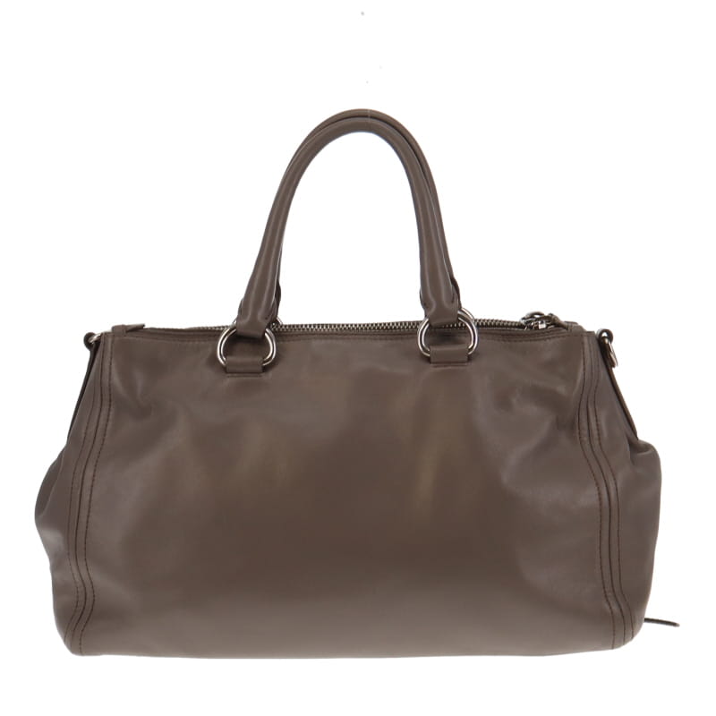 Prada Grey Soft Calf Double Zip Tote Nappa Soft