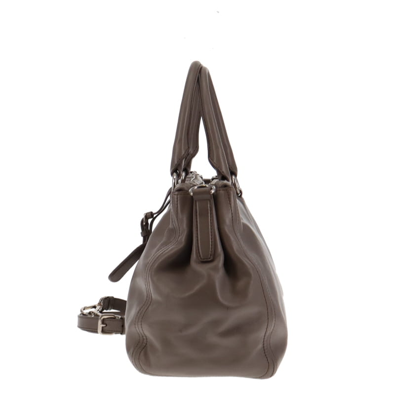Prada Grey Soft Calf Double Zip Tote Nappa Soft