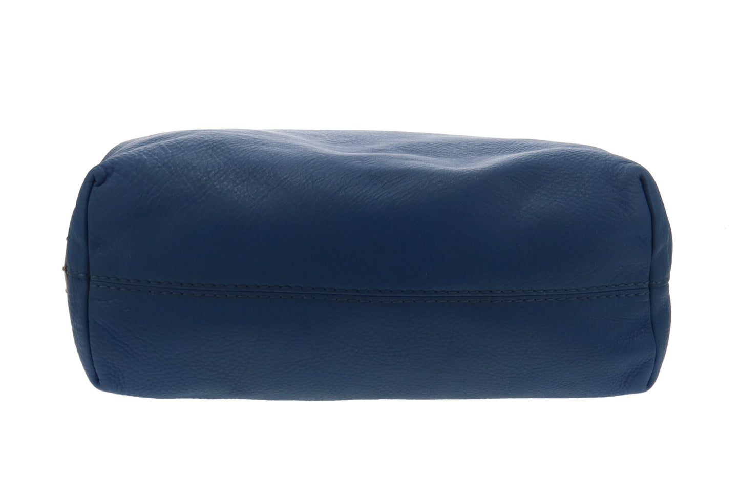 Prada Logo Embossed Blue Leather Tote With Strap