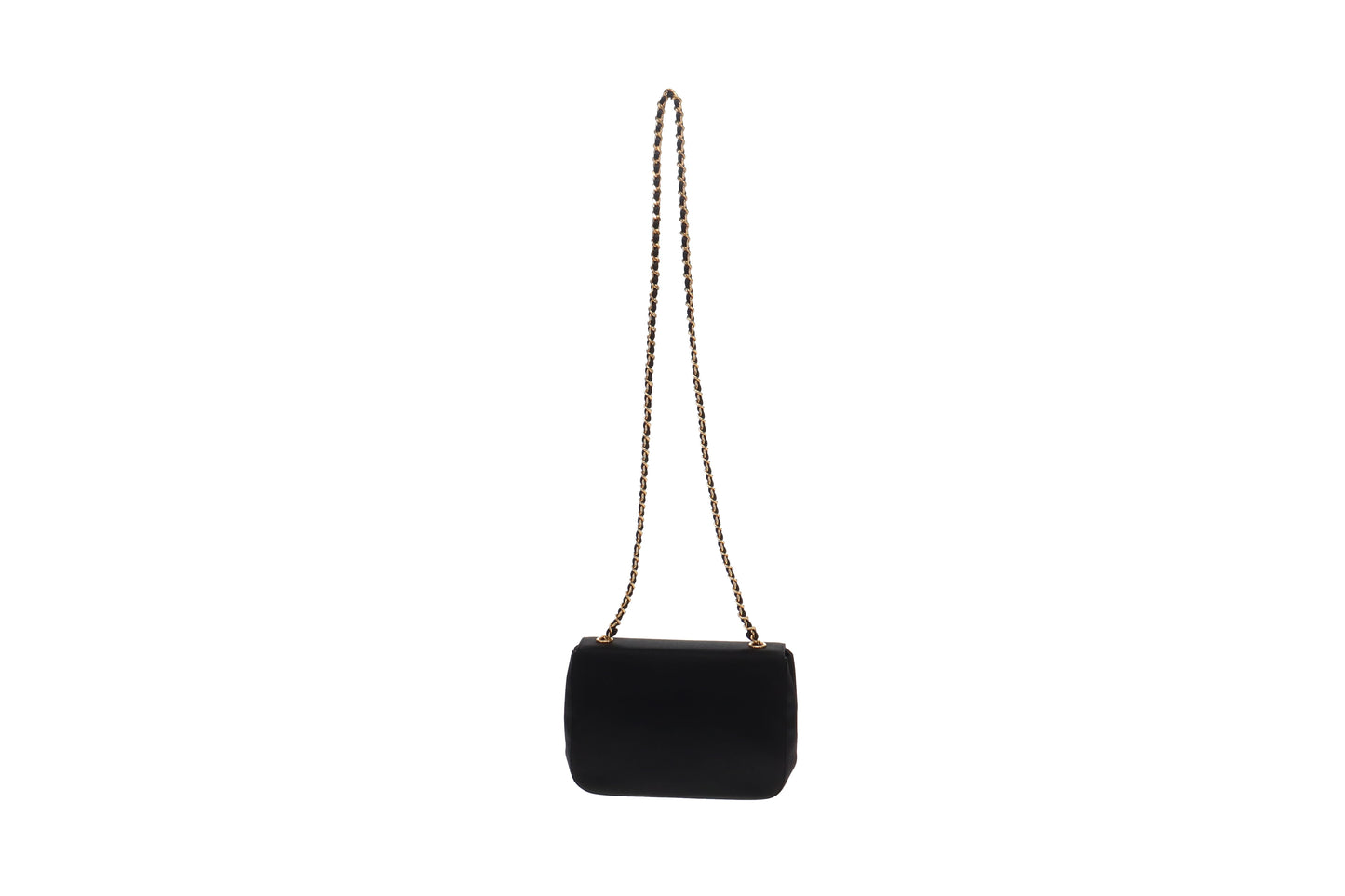 Chanel Vintage Black Satin Camelia Shoulder Bag 1997/99