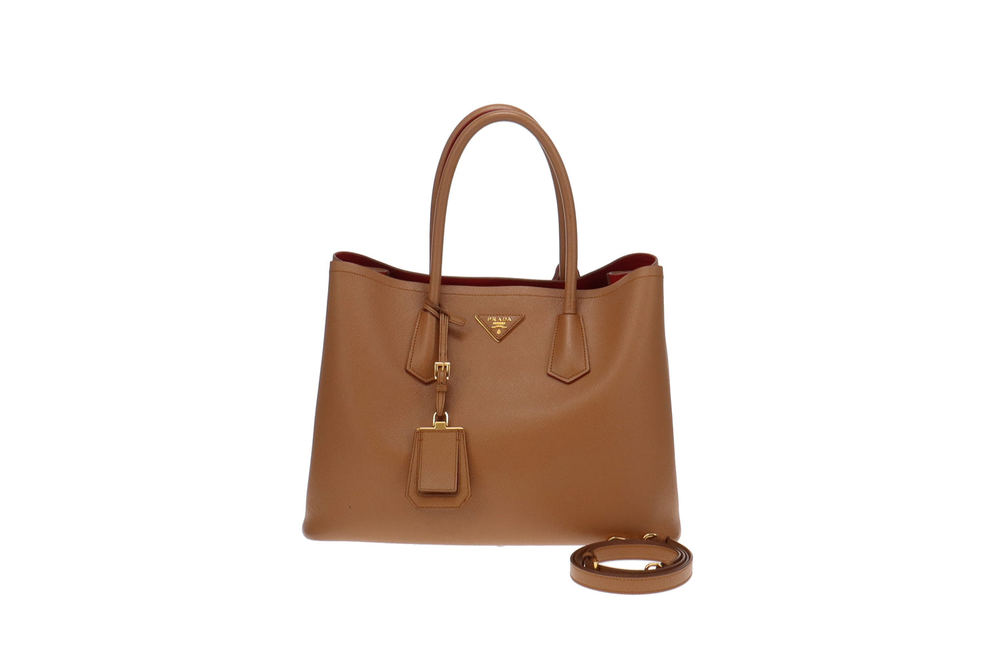 Prada Caramel Saffiano Double Tote