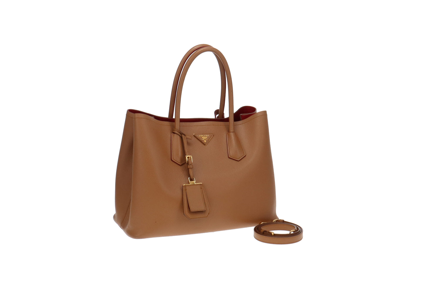 Prada Caramel Saffiano Double Tote