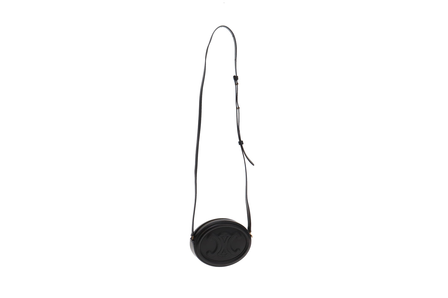 Celine Black Smooth Calfskin Cuir Triomphe Oval Bag