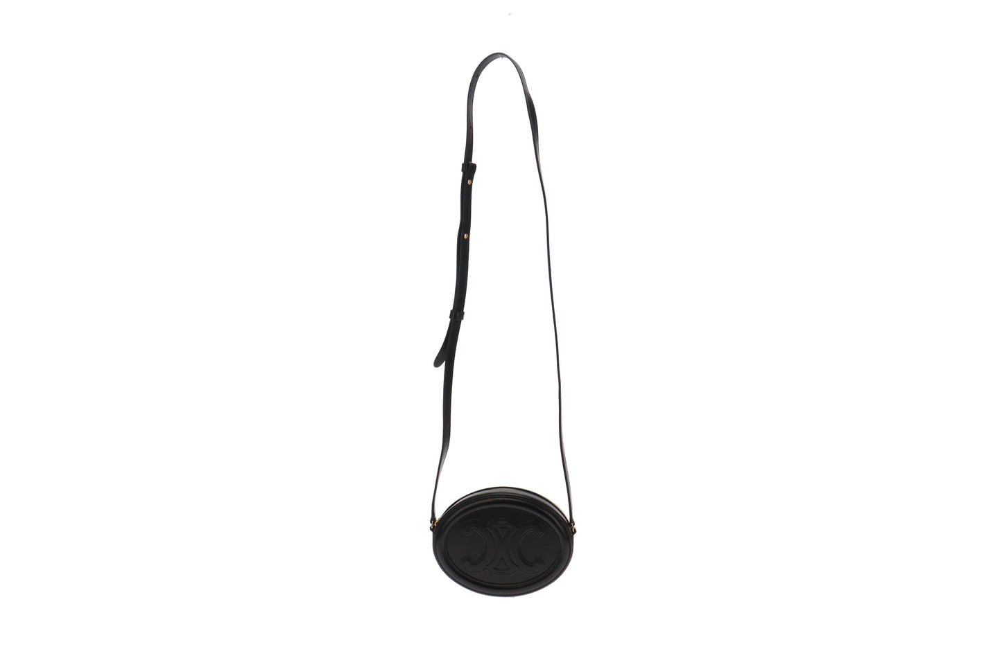 Celine Black Smooth Calfskin Cuir Triomphe Oval Bag