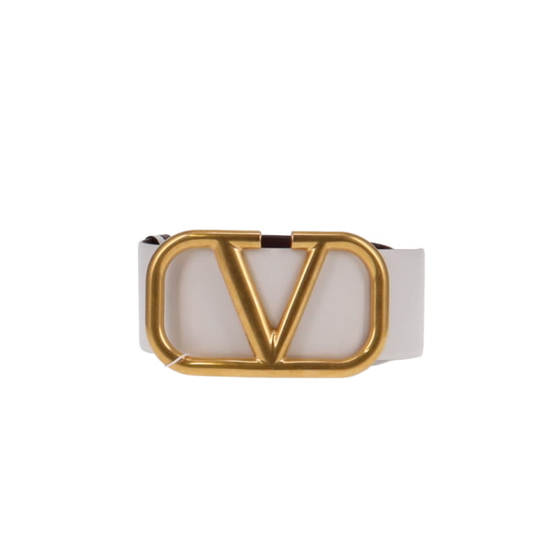 Valentino 70/28 Large Buckle Wide Reversible Burgundy/White Belt