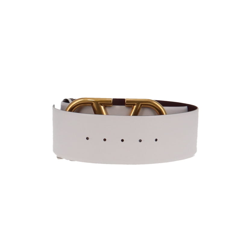 Valentino 70/28 Large Buckle Wide Reversible Burgundy/White Belt