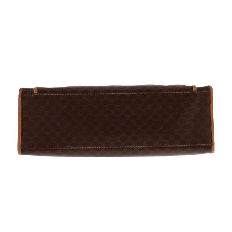 Celine Vintage Triomphe Canvas and Tan Leather Trim Shoulder Bag