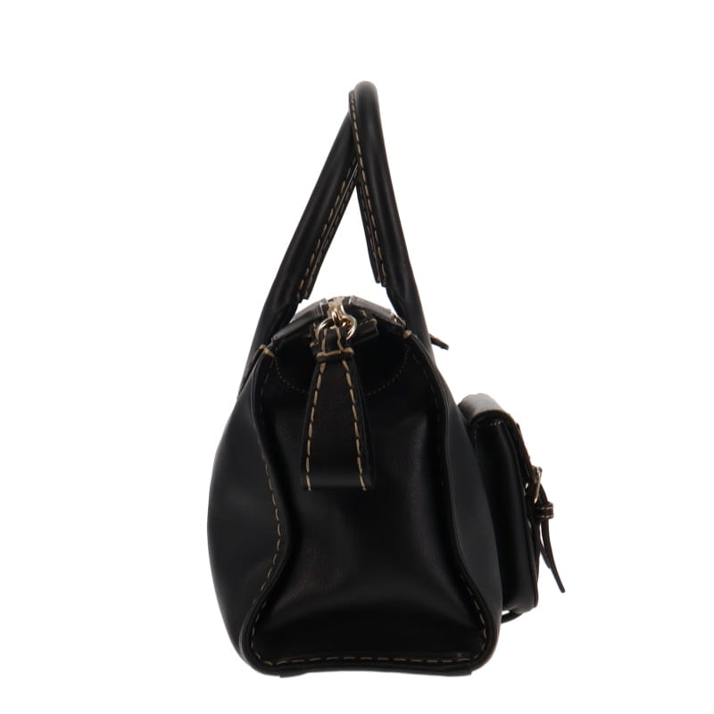 Chloe Edith Medium Top Stitch Day Bag Black