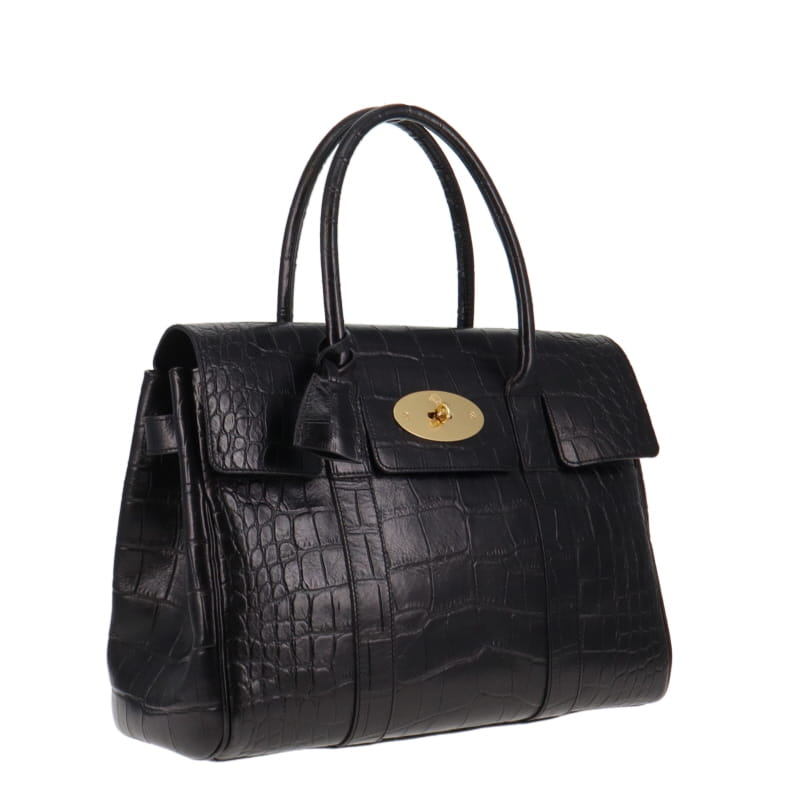 Mulberry Bayswater Black Croc Embossed Leather GH (2)