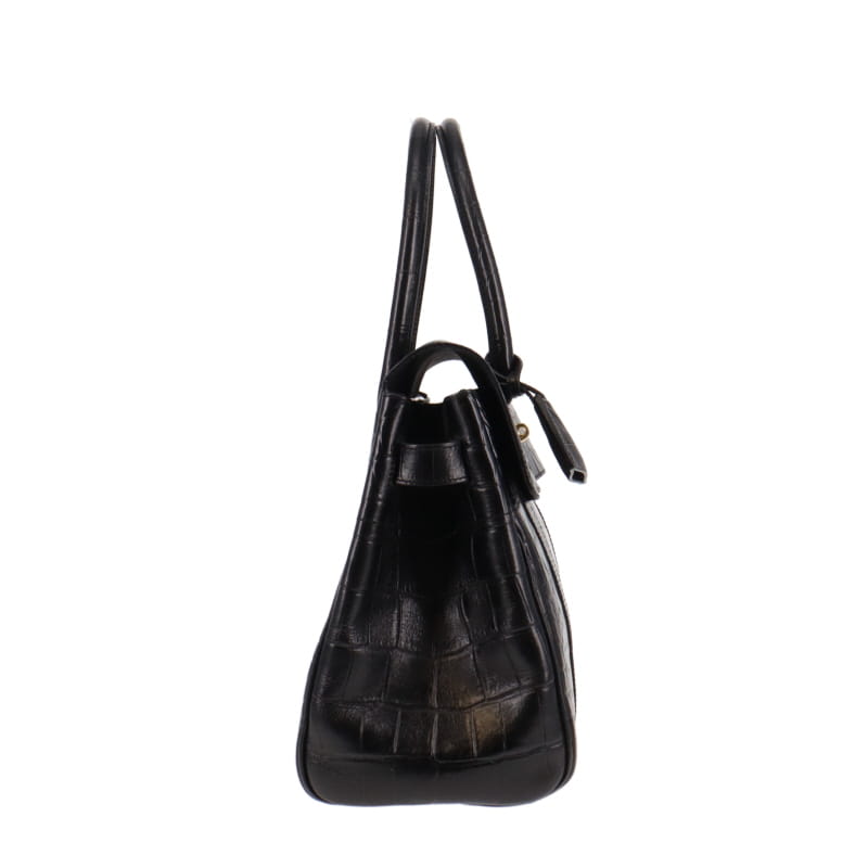 Mulberry Bayswater Black Croc Embossed Leather GH (2)