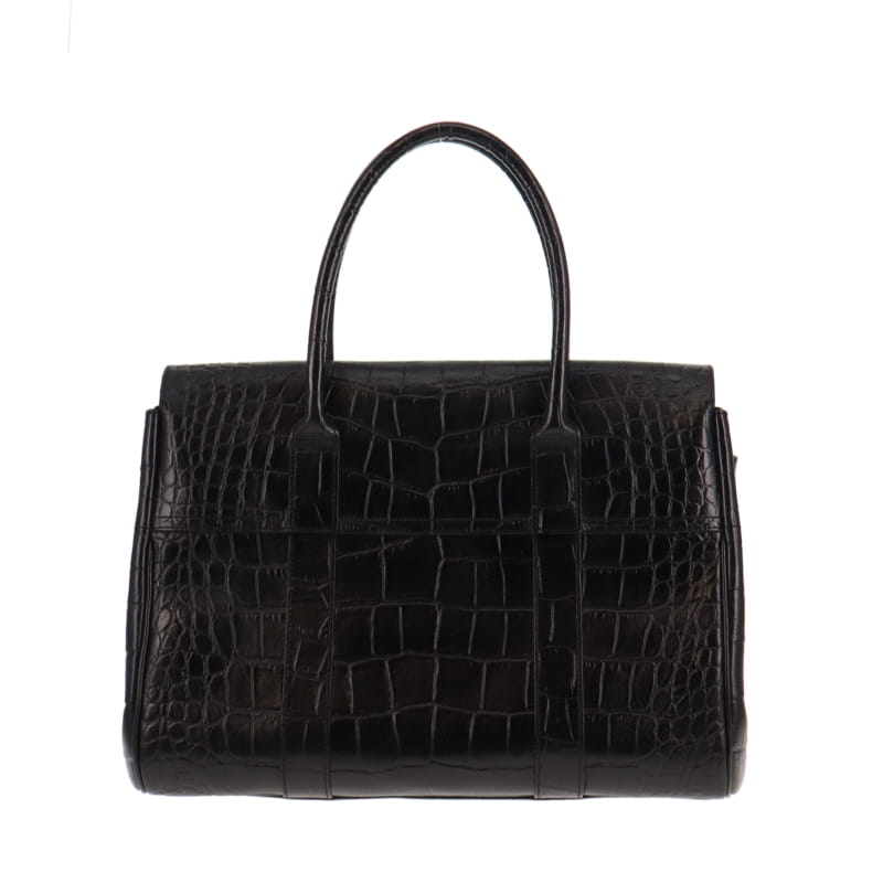 Mulberry Bayswater Black Croc Embossed Leather GH (2)