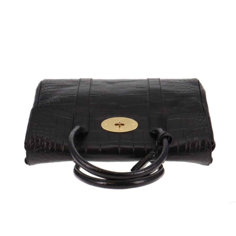Mulberry Bayswater Black Croc Embossed Leather GH (2)