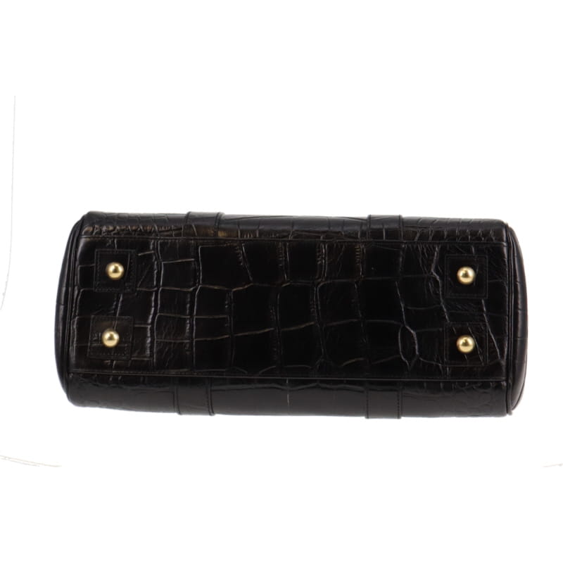 Mulberry Bayswater Black Croc Embossed Leather GH (2)