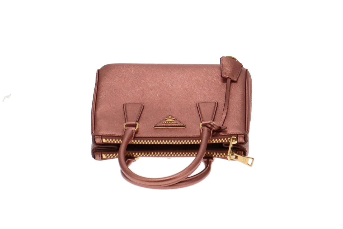 Prada Metallic Pink Saffiano Small Galleria Tote