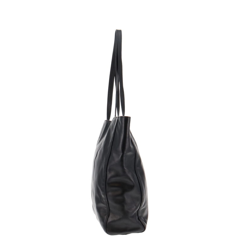 Miu Miu Black Vitello Soft Leather North South Tote SH