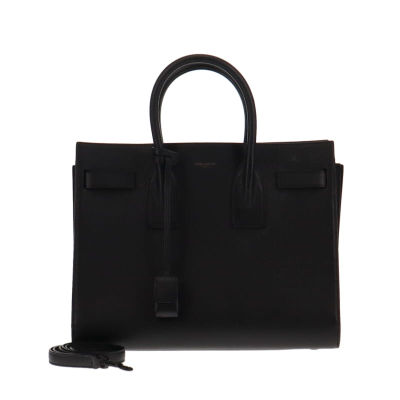 Saint Laurent Black Grained Leather Small Sac De Jour With Strap