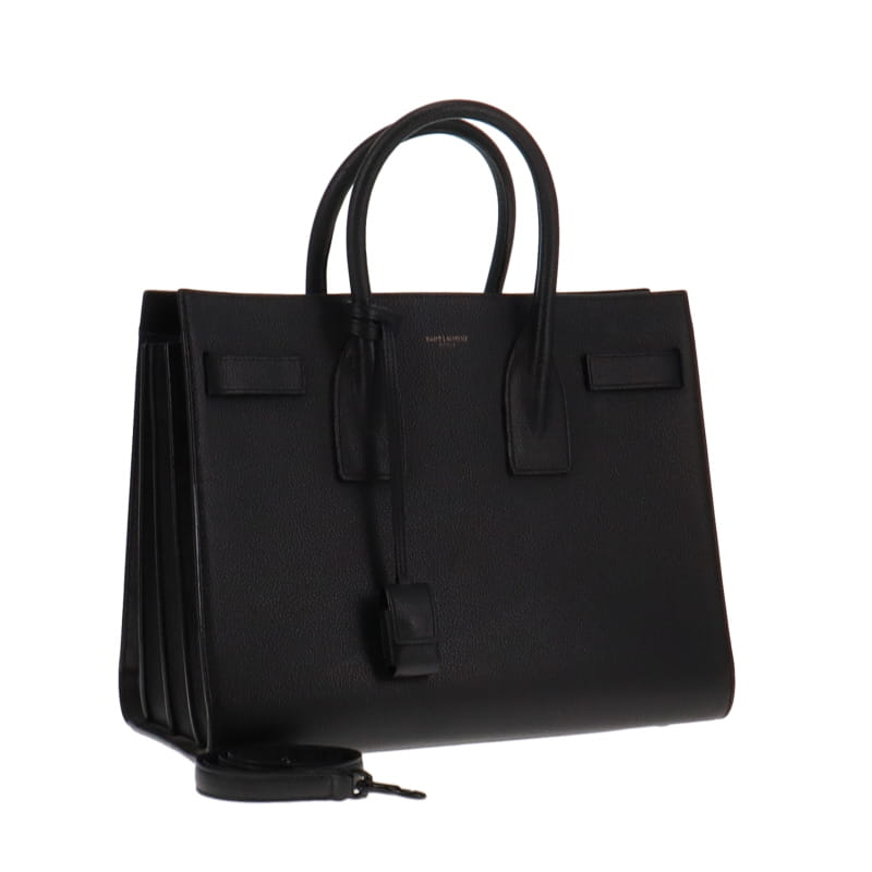Saint Laurent Black Grained Leather Small Sac De Jour With Strap