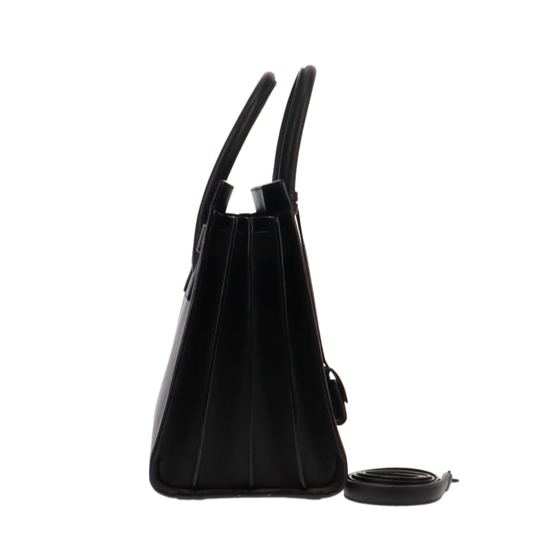 Saint Laurent Black Grained Leather Small Sac De Jour With Strap