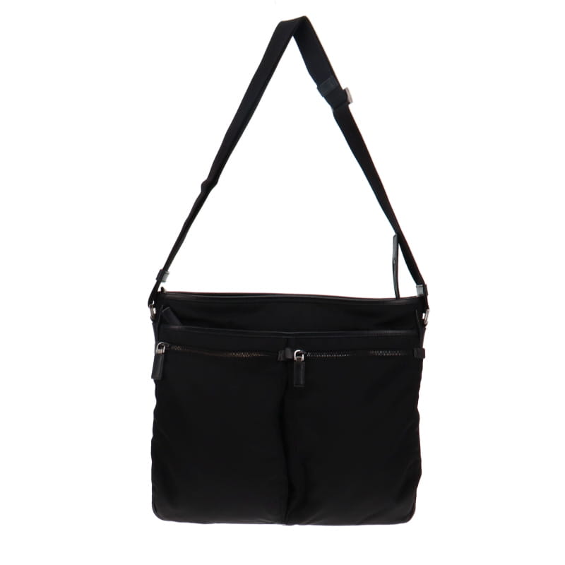 Prada Black Nylon Large Twin Pocket Messenger Bag