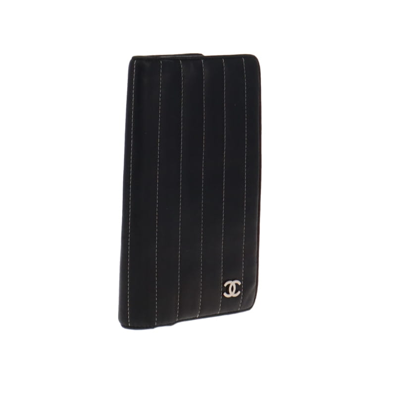 Chanel Black Mademoiselle Ligne Vertical Quilt Wallet
