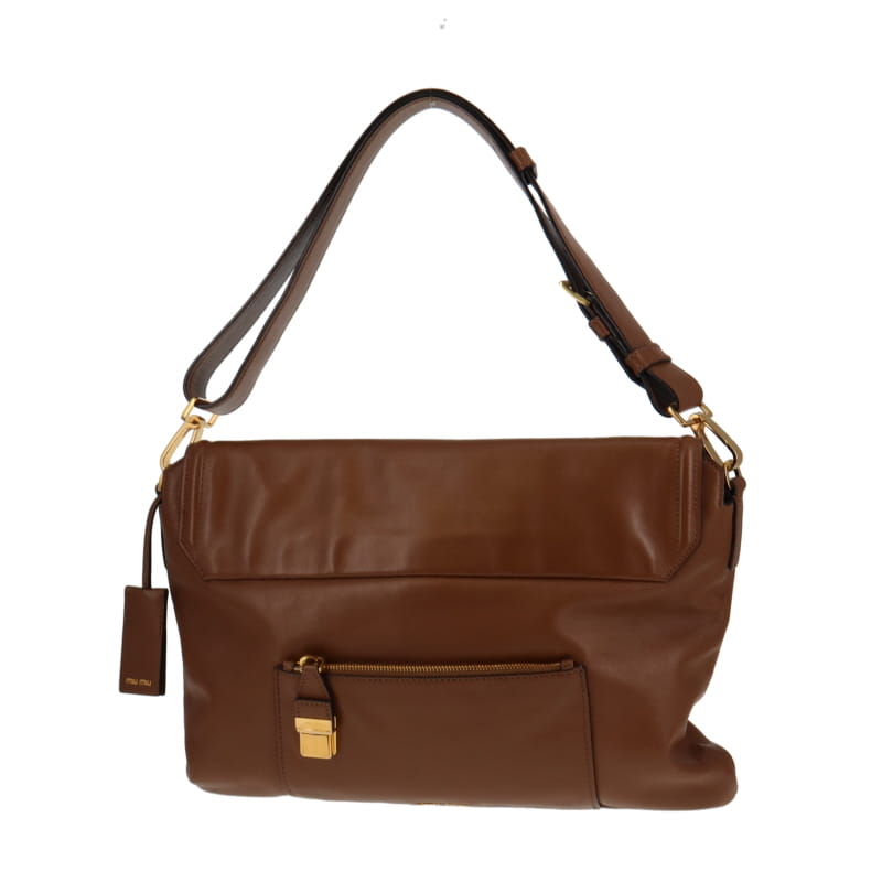 Miu Miu Nappa Soft Tan Leather East West Shoulder Bag
