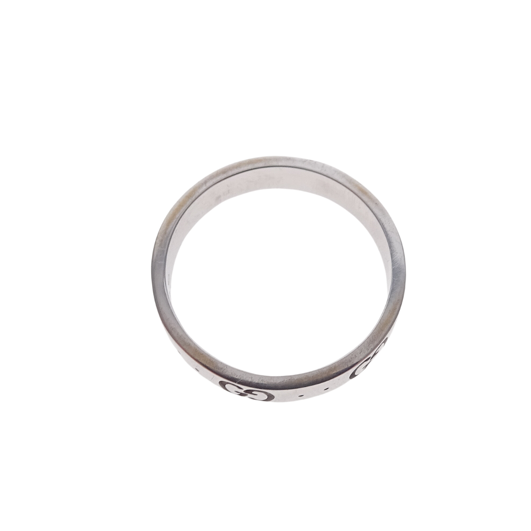 Gucci 18K White Gold Icon Band Small Ring (Size 53)