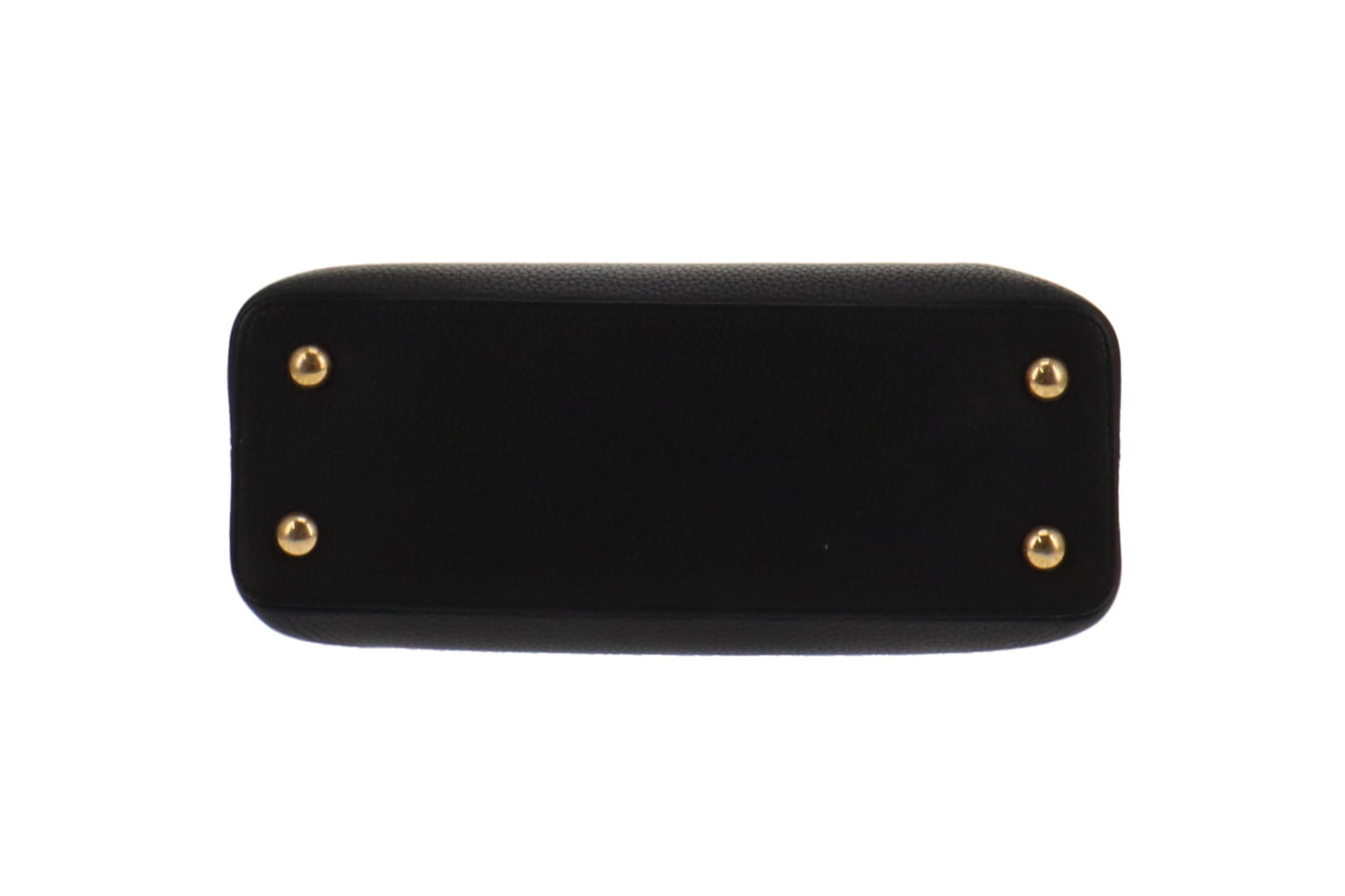 Louis Vuitton Black Leather Capucines MM With Logo Strap