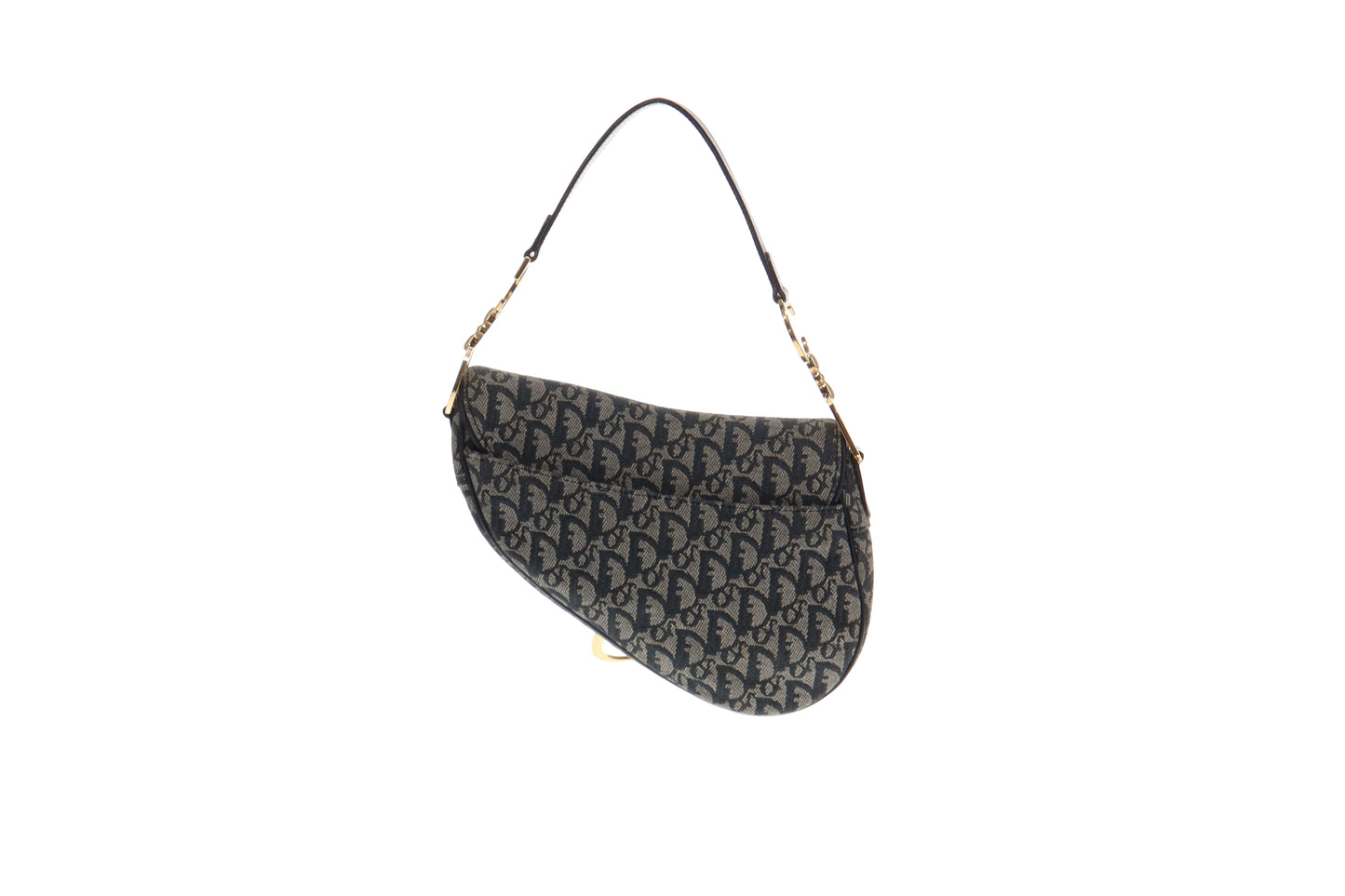 Dior Vintage Oblique Navy & Grey Saddle Bag